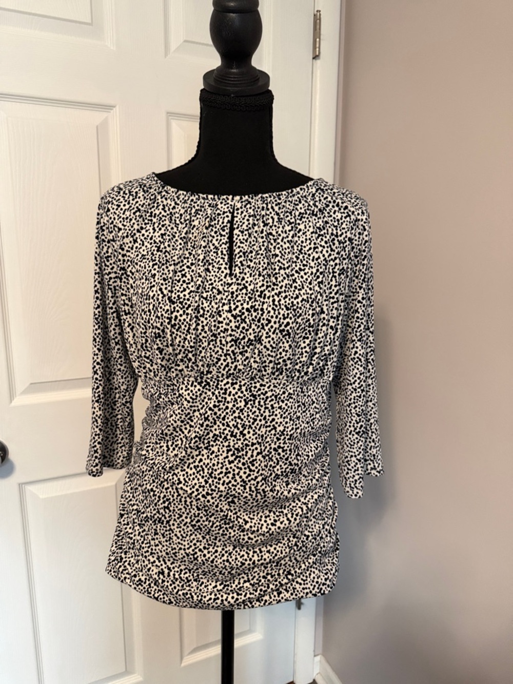 Ann Taylor Black and White Dalmatian Print Blouse - Picture 2 of 6